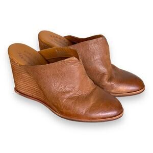 Kork-Ease Lanka Brown Leather Wedge Mules Slides Shoes Women’s Size 8 M